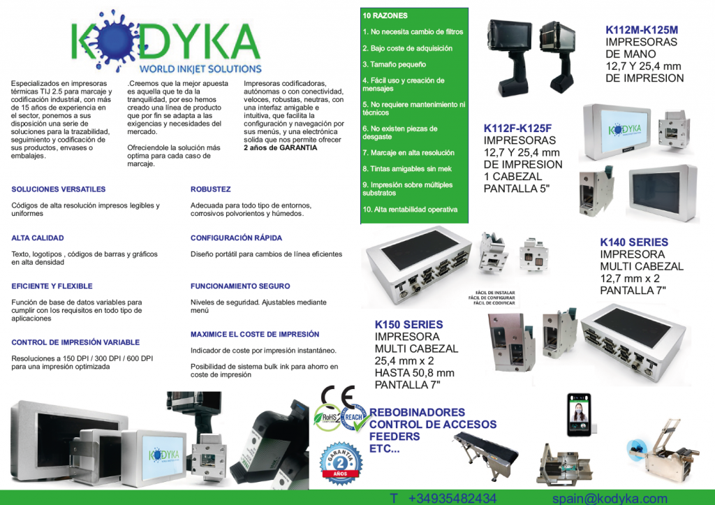 KODYKA. Especializados en impresoras térmicas TIJ 2.5 para marcaje y codificación industrial