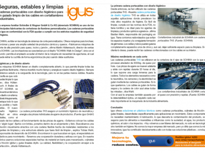 IGUS. Cadenas portacables con diseño higiénico para un guiado limpio de los cables en cortafiambres industriales.
