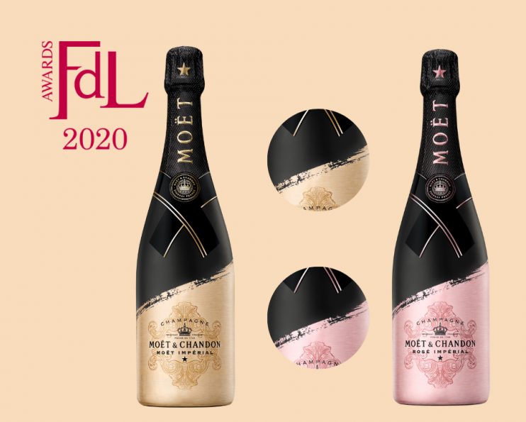 Sleever and Moët & Chandon crack open the champagne to celebrate the Formes de Luxe award