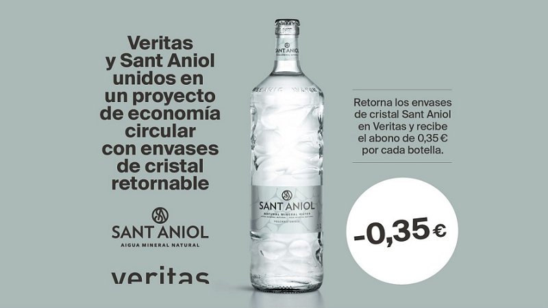 Veritas y Sant Aniol unidos en un proyecto de economía circular con envases de cristal retornable