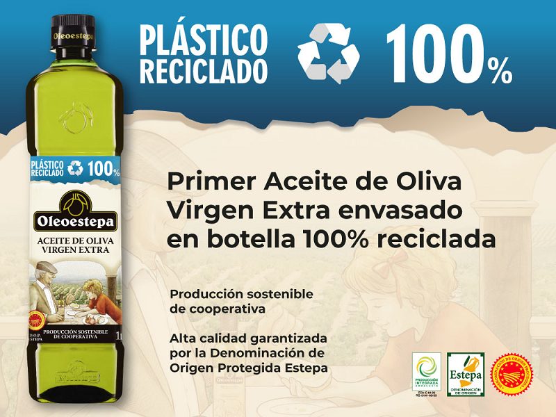 Oleoestepa lanza el primer aceite de oliva virgen extra en botella fabricada íntegramente con plástico reciclado