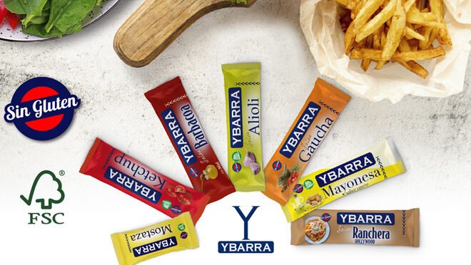 Ybarra lanza la monodosis de papel para sus mayonesas y salsas