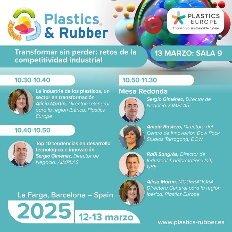 Plastics Europe participará en la 2ª edición de Plastics & Rubber, con una jornada para abordar el reto de la competitividad de la industria