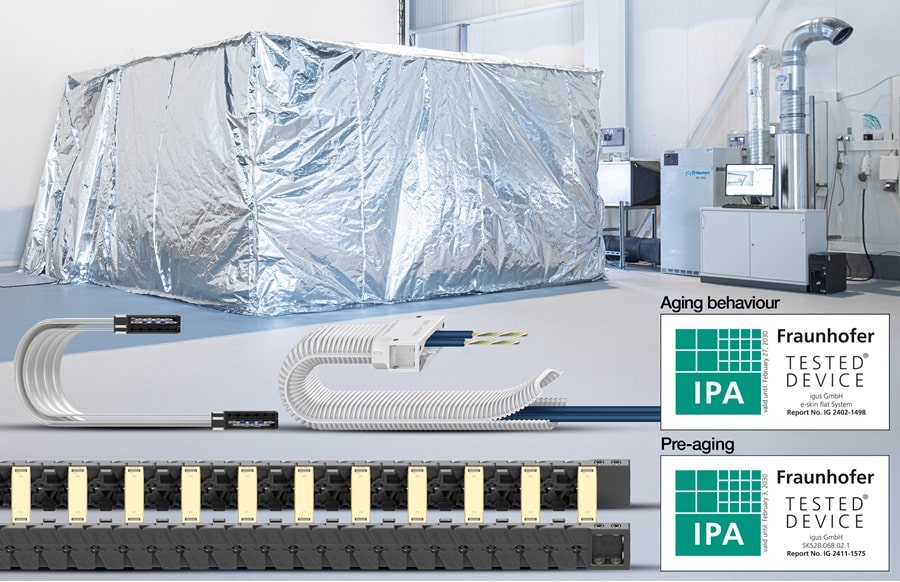 Máxima fiabilidad para la producción de baterías en salas blancas: nuevas certificaciones para las cadenas portacables de igus